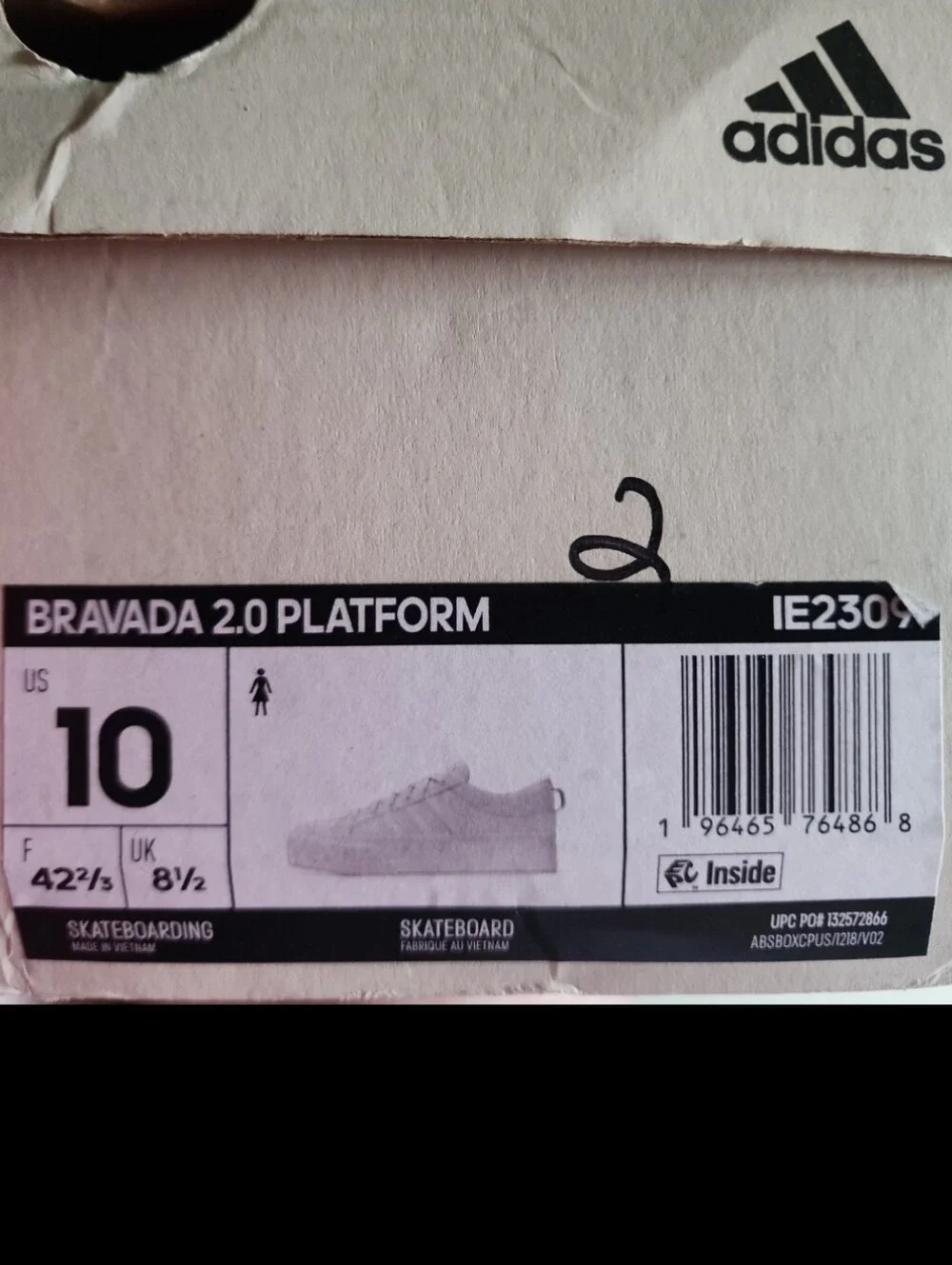Adidas Bravada 2.0 White Platform Skateboarding Shoes, Athletic Sneakers 10